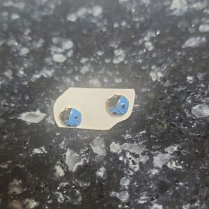 Blue and Black Ladybug Stud Earrings